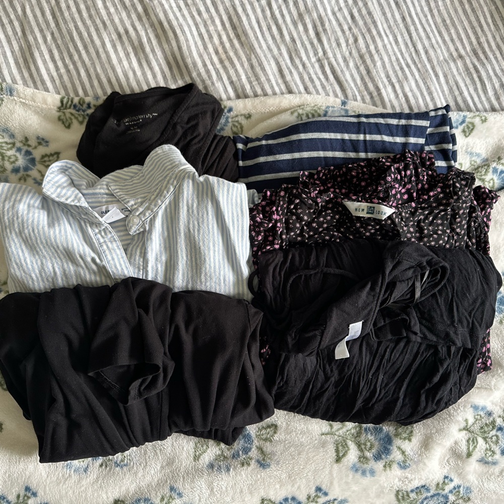 MATERNITY Women’s Bundle — Black, Navy, Stripe & Floral Dresses